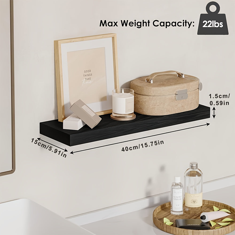 4pcs Wall Shelves, Each Can Bear 10kg Suspended Hanging Shelf, Natural Solid Wood, Load-bearing, Space-saving, Easy to Install, Floating Shelves, Multi-functional Decorative Storage for Living Room, Kitchen, Bathroom, Bedroom, Floating Shelves