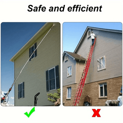10pcs Stainless Steel Pressure Washer Extension Pole Set- Pressure Washer Extension Pole - 4000 PSI- 1/4In Quick Connect, 6 Nozzle Heads, 30?/90?/120? Elbow Pole for Roofs, Gutters, Ditches, Exterior Walls, Can Be Used to Clean Your Car