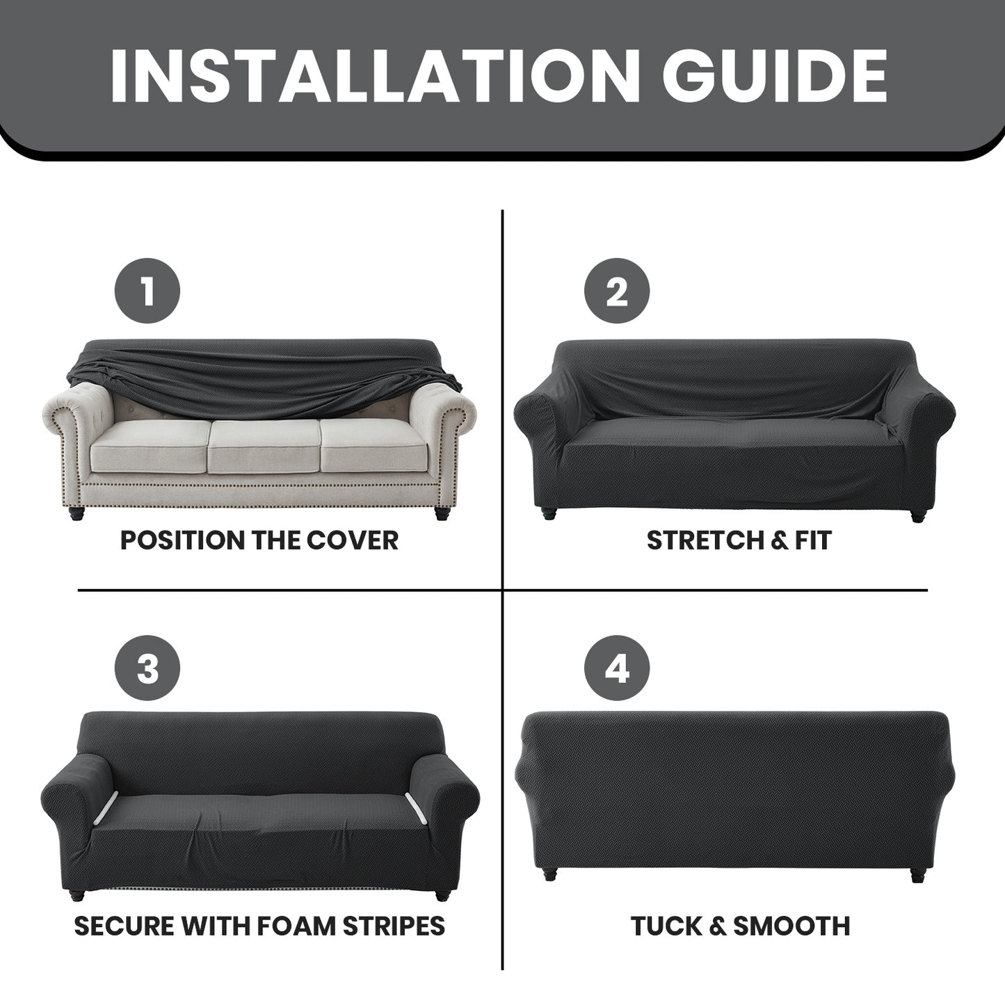 1pc Stretchable Spandex Elastic Sofa Cover – 1, 2, 3 Seater Polyester Spandex Furniture Protector, Anti-Slip Grip & Pet-Friendly, Machine Washable, Perfect for Living Room & Home Decoration