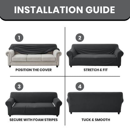 1pc Stretchable Spandex Elastic Sofa Cover – 1, 2, 3 Seater Polyester Spandex Furniture Protector, Anti-Slip Grip & Pet-Friendly, Machine Washable, Perfect for Living Room & Home Decoration