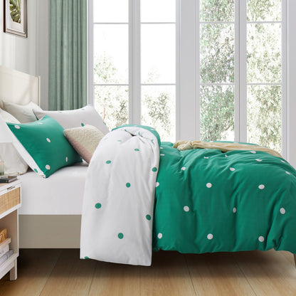 3pcs Polka Dot Printed Reversible Duvet Cover Set - with Pillowcases Soft & Breathable Microfiber, Button Closer, Machine Washable, wrinkle free & Durable – perfect for Bedroom, Guest Room All Sizes Available