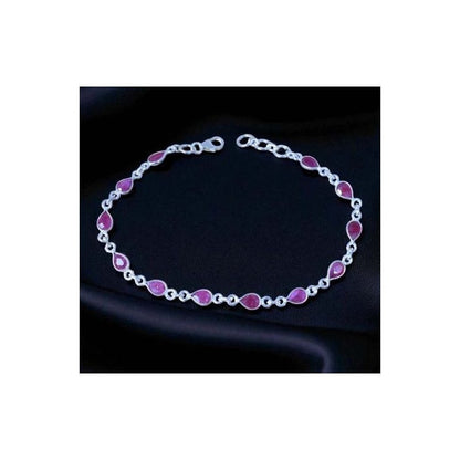 925 Sterling Silver Natural Gemstone Adjustable Bracelet ~ Teardrop Link Bracelet ~ Simple Elegant Jewelry