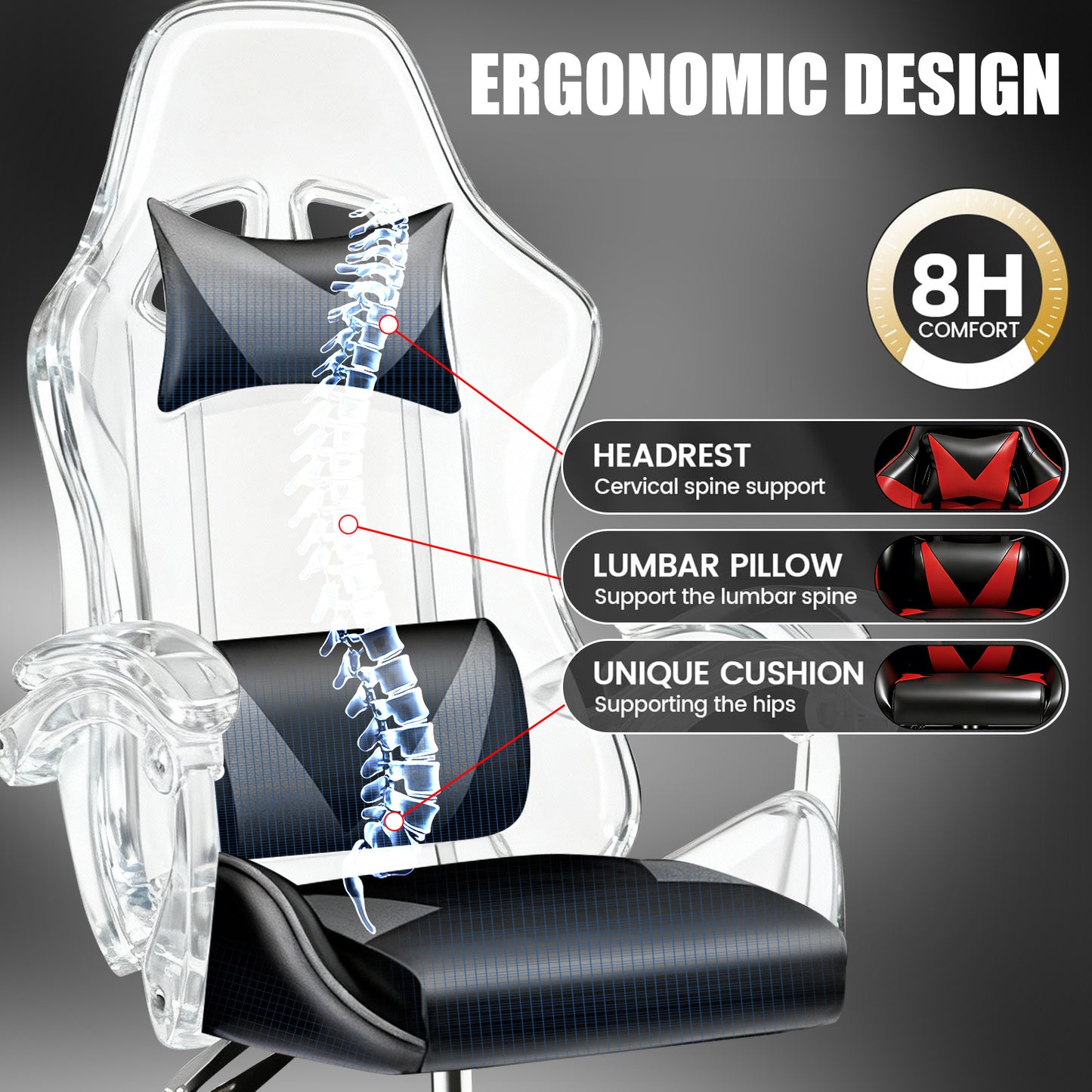 Ergonomic Design Gaming Chair with Adjustable Headrest And Lumbar Support, Office Desk Chair, Gift for Boyfriend