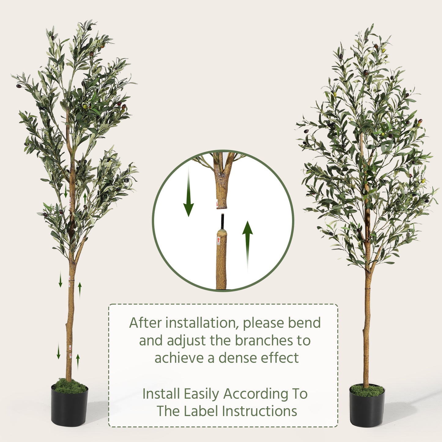 6FT/180cm Artificial Olive Tree Artificial Plant Large Artificial Plant Decoration Indoor Outdoor Home Office Kitchen Living Room Patio Garden Modern Decoration Best for Promotional Housewarming Halloween, Christmas Gift for Keeping Birds and Cats and Oth