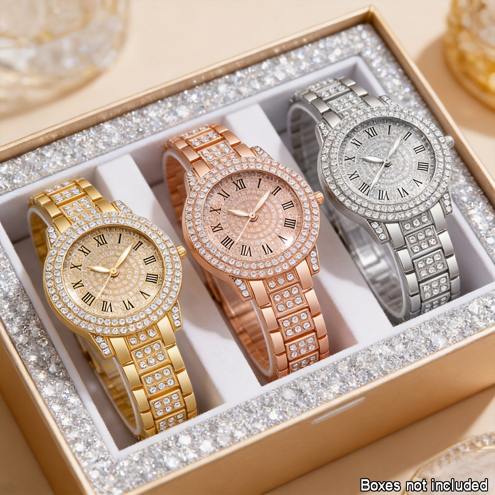 [Elegant Stylish Watch] 3pcs Elegant Stylish Women's Quartz Watch Set - Daily Wear, Parties, Valentine's Day, Easter, Christmas, New Year's, Halloween, Gift for Friends and Family