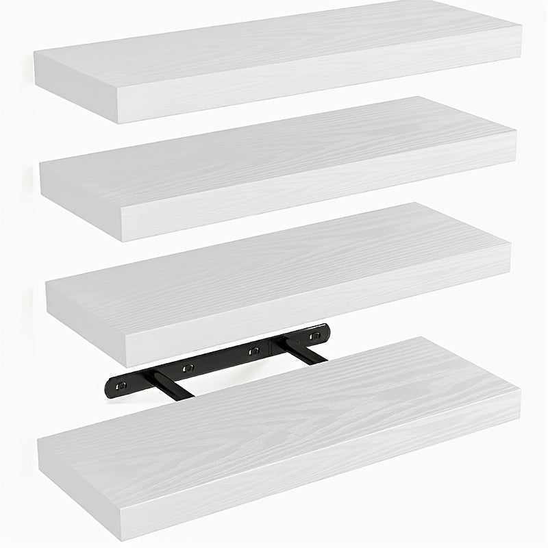 4pcs Wall Shelves, Each Can Bear 10kg Suspended Hanging Shelf, Natural Solid Wood, Load-bearing, Space-saving, Easy to Install, Floating Shelves, Multi-functional Decorative Storage for Living Room, Kitchen, Bathroom, Bedroom, Floating Shelves