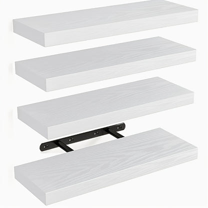 4pcs Wall Shelves, Each Can Bear 10kg Suspended Hanging Shelf, Natural Solid Wood, Load-bearing, Space-saving, Easy to Install, Floating Shelves, Multi-functional Decorative Storage for Living Room, Kitchen, Bathroom, Bedroom, Floating Shelves