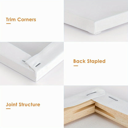 12-Pack Stretched Canvas Set -100% Cotton Primed White Painting Canvases 30*40cm -3pack 24*30cm-3pack 18*24cm-3pack 13*18cm-3pack