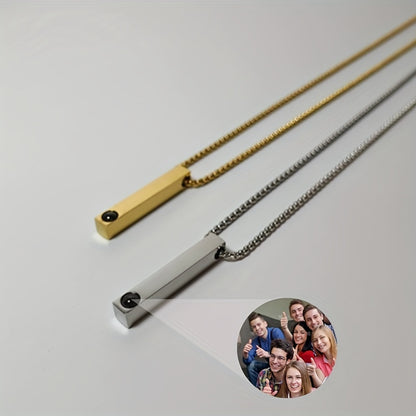 Custom Photo Projection Stainless Steel Necklace, Personalized Fashionable Long Pendant Necklace, The Best Gift for Loved Ones, Pets, Family, and Friends