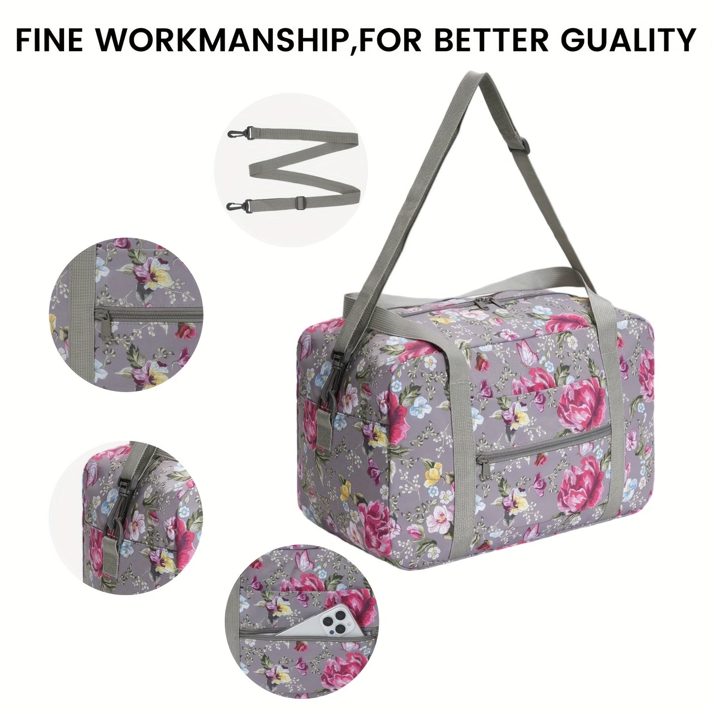 Small Cabin Bag , Foldable Underseat Carry-On Duffel with Shoulder Strap , Durable Fabric & Reinforced Stitching , Lightweight Hand Luggage Holdall for Men, Women & Travellers , 20L 40x20x25 , Best Summer Travel Essential, Christmas Gift
