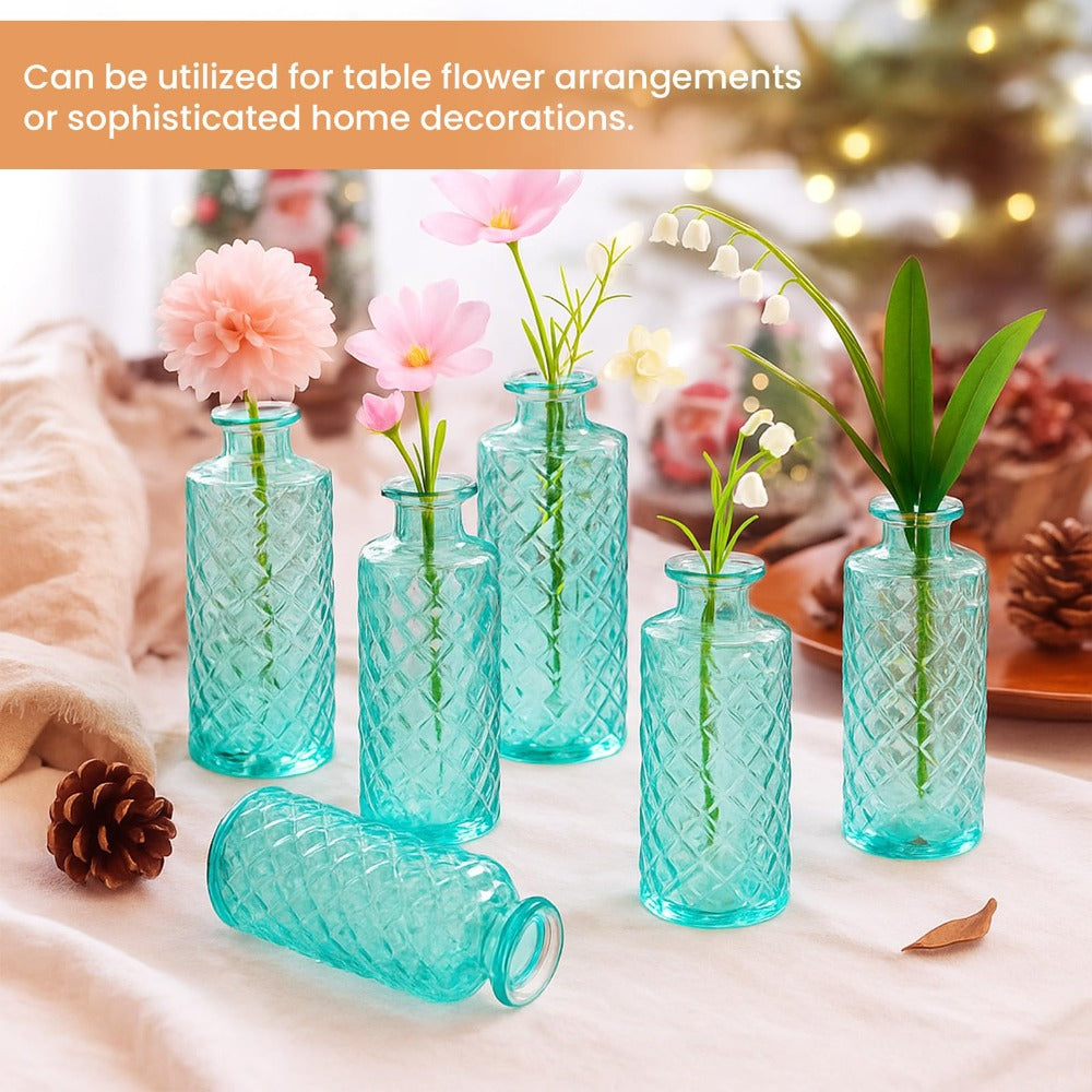 A set of 12 glass bud vases, small retro glass vases, minimalist retro dining table center decorations, home decor, wedding parties, restaurants, floral arrangements, tea lights, candle holders, desktop decorations