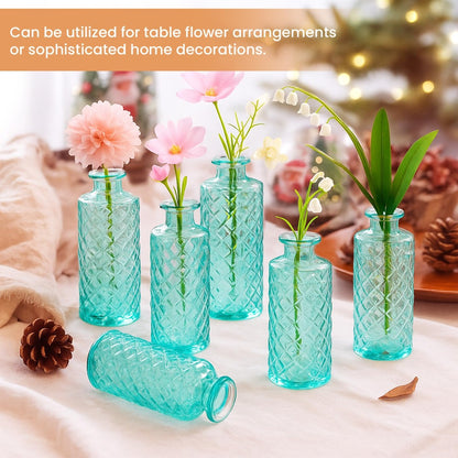 A set of 12 glass bud vases, small retro glass vases, minimalist retro dining table center decorations, home decor, wedding parties, restaurants, floral arrangements, tea lights, candle holders, desktop decorations