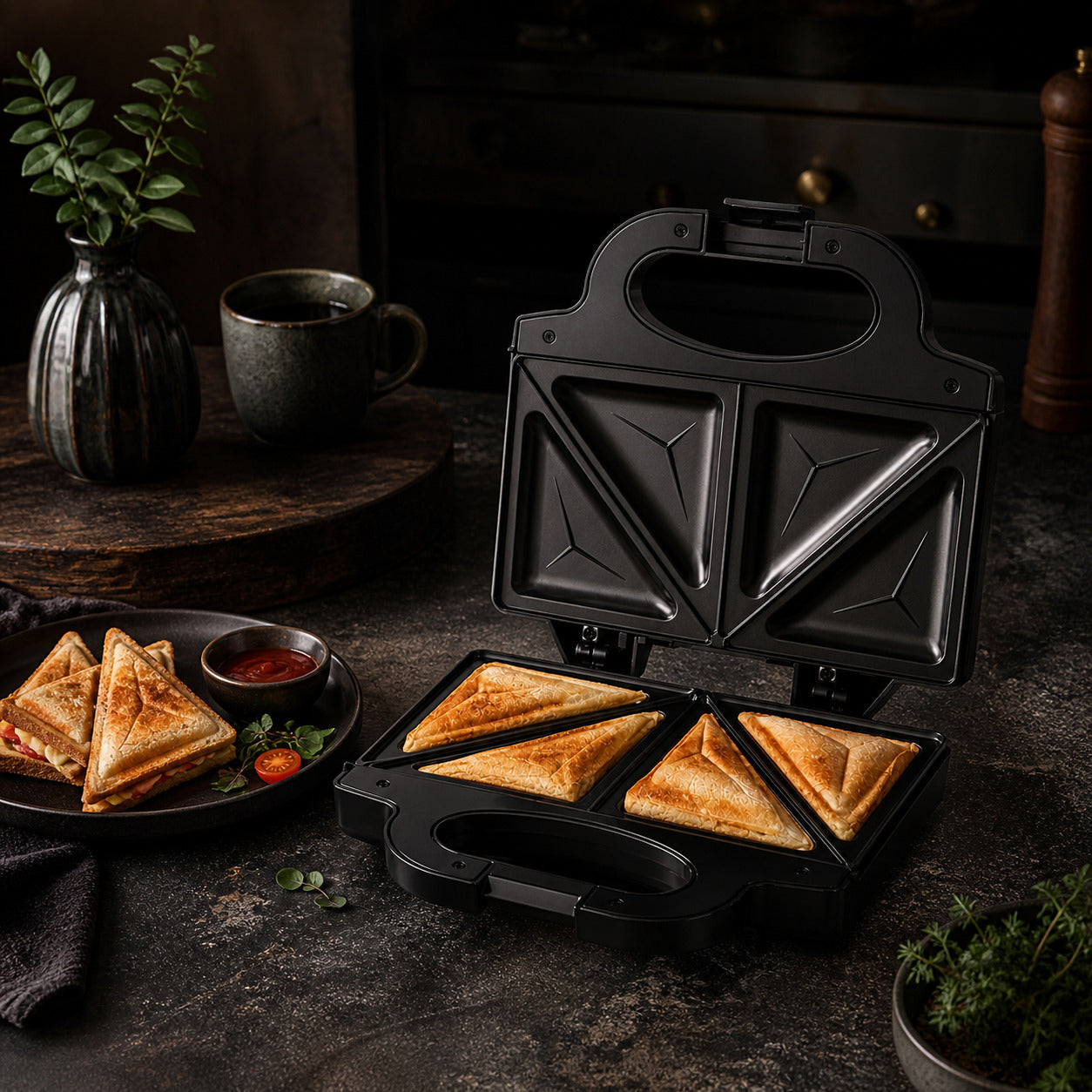 750W Fast Heating Sandwich Toaster – Double-Sided Grill, Non-Stick Plastic Electric Panini Press & Toastie Maker, Cool Touch Handle, Vertical Storage Kitchen Appliance