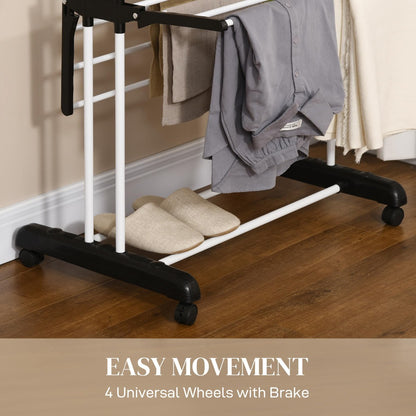 4 Tier Large Clothes Airer with Wings, Retractable Folding Drying Rack with Wheels for Indoor & Outdoor Use, 190 × 64 × 170 cm, Grey