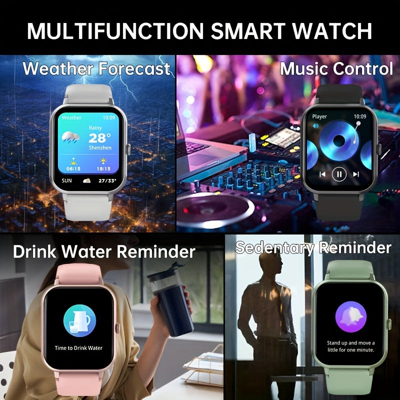 Smartwatch for Men And Women Gift, 4.65 cm Full Touch Screen Smartwatch with Text And Call Capabilities, Android Iphone, Fitness Tracking Watch, Exercise Mode, Pedometer, Distance, Calories, 100+ Exercise Mode