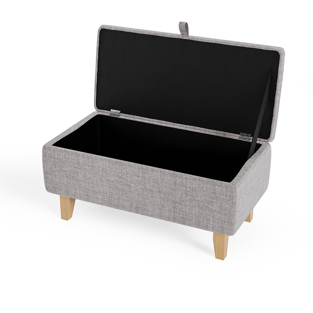 Linen Padded Storage Stool Ottoman Storage Box Footstool Living Room Bedroom Hallway Shoe Stool Footrest