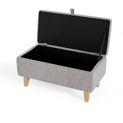 Linen Padded Storage Stool Ottoman Storage Box Footstool Living Room Bedroom Hallway Shoe Stool Footrest
