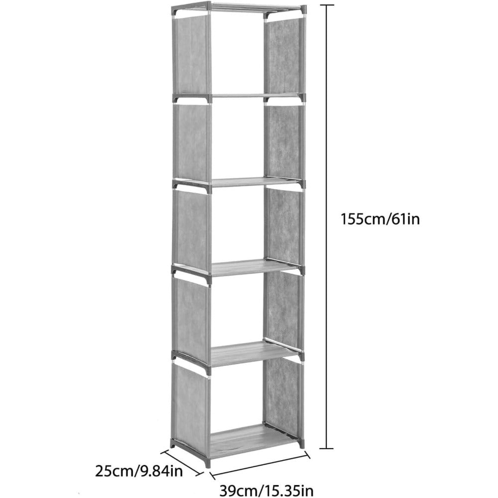 6 Tier 5 Cubes Modern Book Shelves Storage Shelf Tall Narrow Bookcase Display Unit Organizer Cube Display Shelves for Living Room Bedroom