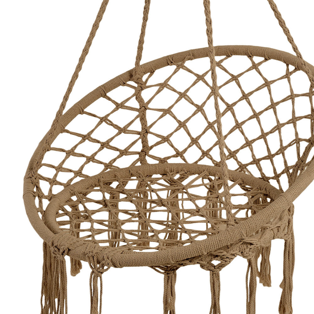 Balcony Rocking Chair, Courtyard Woven Hanging Basket, Hanging Cotton Rope Iron Ring Hanging Chair, Suitable for Indoor, Outdoor, Home, Balcony, Courtyard, Garden, Maximum Load Capacity: 200kg, Material: Iron Ring, Cotton Rope (No Include Cushion)