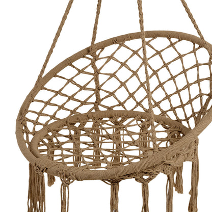 Balcony Rocking Chair, Courtyard Woven Hanging Basket, Hanging Cotton Rope Iron Ring Hanging Chair, Suitable for Indoor, Outdoor, Home, Balcony, Courtyard, Garden, Maximum Load Capacity: 200kg, Material: Iron Ring, Cotton Rope (No Include Cushion)
