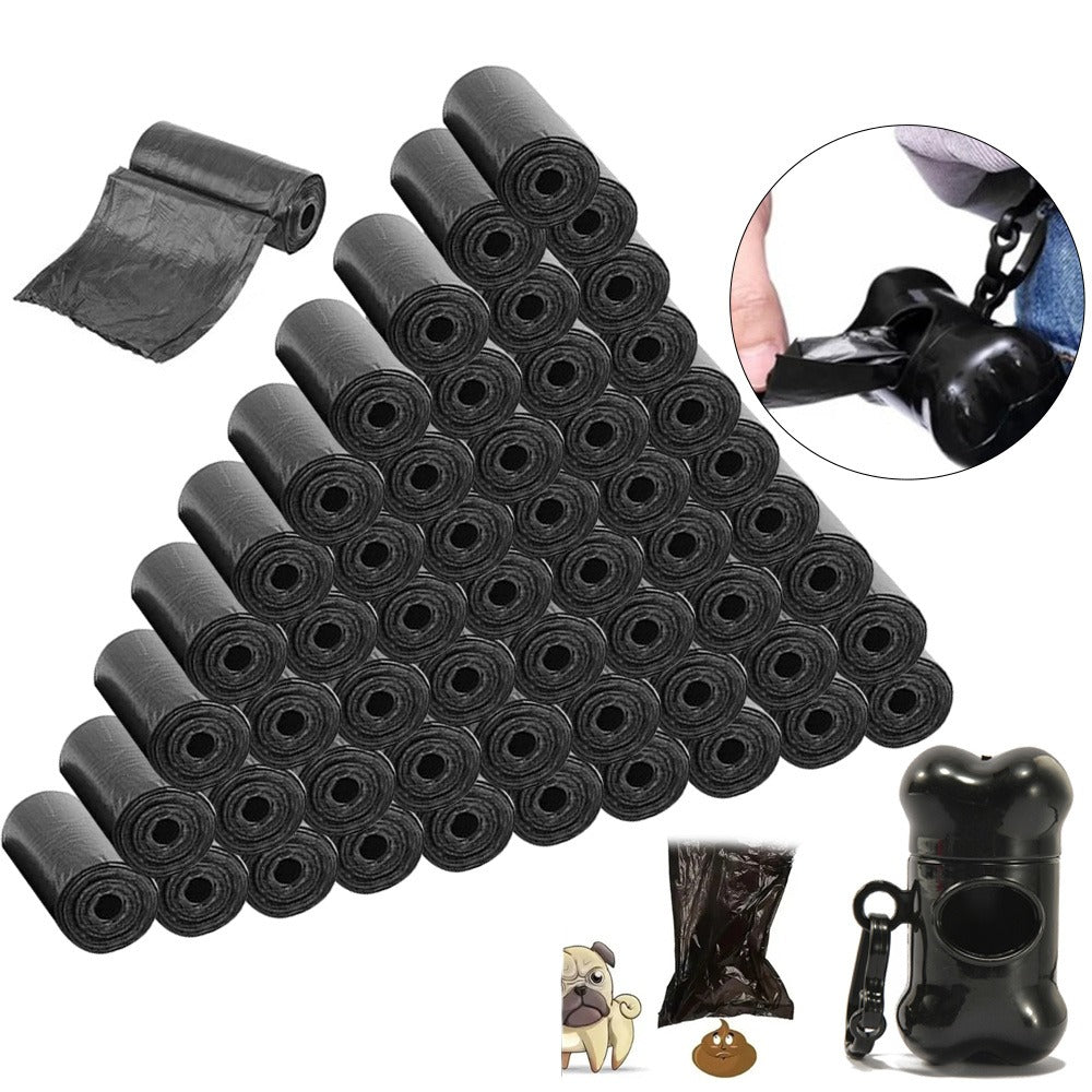 Dog Poop Bags 1200 Bags 60 Rolls with Dispenser – Leak-Proof Thickened Pet Waste Bags, Easy-Open, Black, 30x22cm