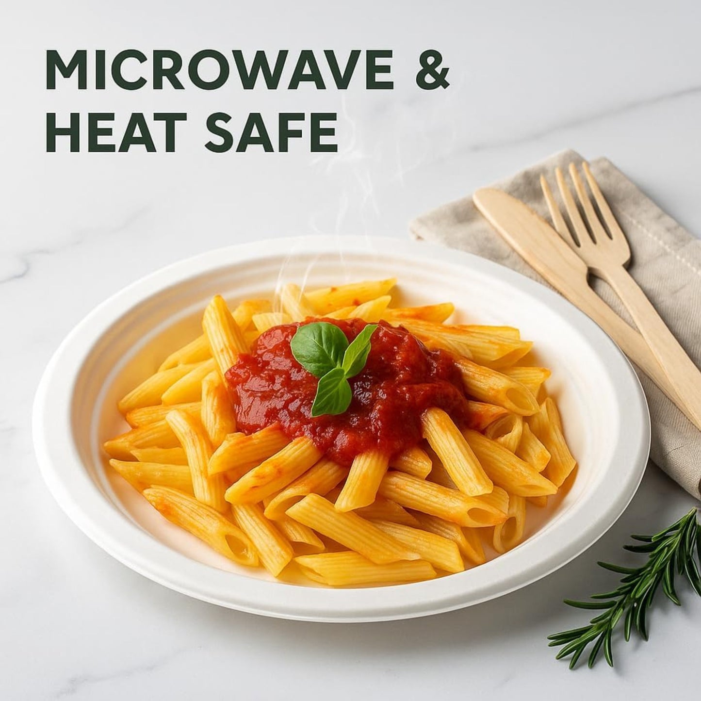 Strong Disposable Paper Plates 9" Bagasse Heavy-Duty Disposable Plates for PartiesMicrowave-Safe Party Plates,Dinner Plates for Hot & Cold Food Restaurants Takeaway Dessert Snack Tableware