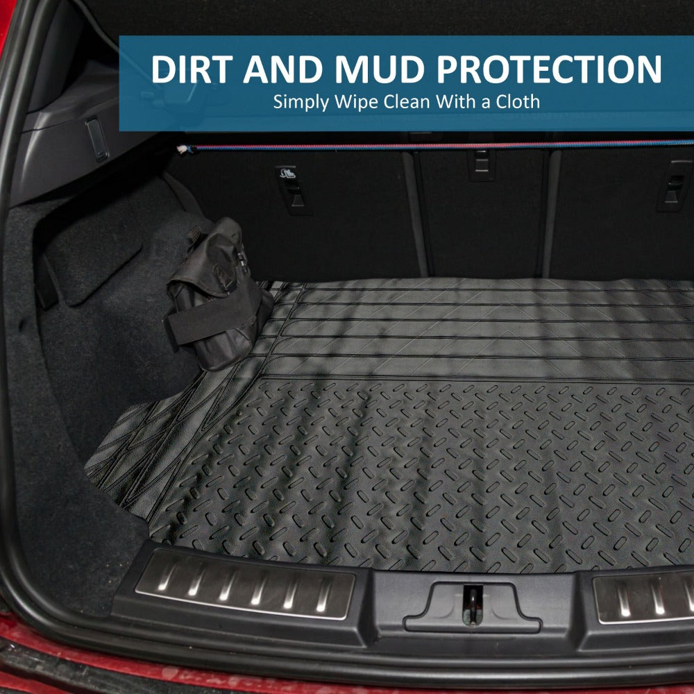 Heavy Duty Rubber Car Boot Mat 125x81cm Trim to Fit Universal Anti-Slip Waterproof Boot Liner Protector for Car SUV Van Truck