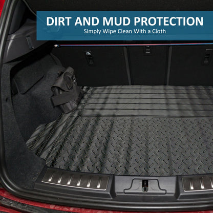 Heavy Duty Rubber Car Boot Mat 125x81cm Trim to Fit Universal Anti-Slip Waterproof Boot Liner Protector for Car SUV Van Truck