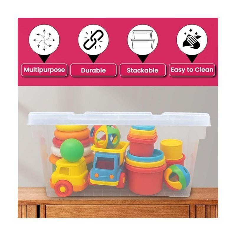 Clear Plastic Storage Boxes with Lids, Heavy-Duty Durable Stackable Plastic Storage Containers, Underbed Storage Boxes, Secure Clip-Lock Lid for Home, Office, Kitchen, Toys (3, 12ltr)