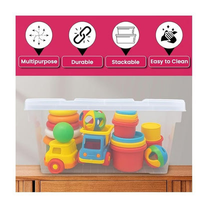 Clear Plastic Storage Boxes with Lids, Heavy-Duty Durable Stackable Plastic Storage Containers, Underbed Storage Boxes, Secure Clip-Lock Lid for Home, Office, Kitchen, Toys (3, 12ltr)