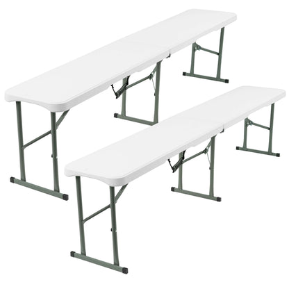 6FT Folding Bench - Portable White Folding Garden Bench for Indoor/Outdoor Use, Suitable for Dining, Picnics, BBQs, Camping, and Versatile Seating in Gardens, Patios, or Events