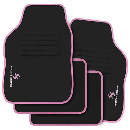 4PCS Car Floor Mats Floor Mat Set, Universal All-Weather Floor Mats With Embroidered Car Carpet Waterproof And Non-Slip Heel Protector, Made Of Carpet Material