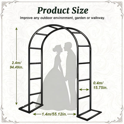 Garden Arch Lattice Frame for Climbing Plants, Metal Arch Frames, Pumpkin Arch Outdoor Garden Branches And Arches for Halloween Christmas Birthday Party Decorations - 240 X 140 X 38Cm (Black)