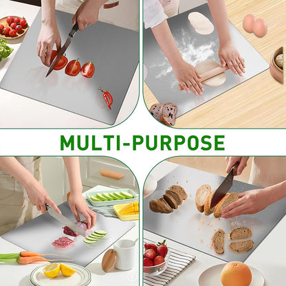 1PC 50*40cm/70*58cm Stainless Steel Chopping Board, Double-Sided Food Grade Stainless Steel, Smooth & Durable for Kitchen & Catering