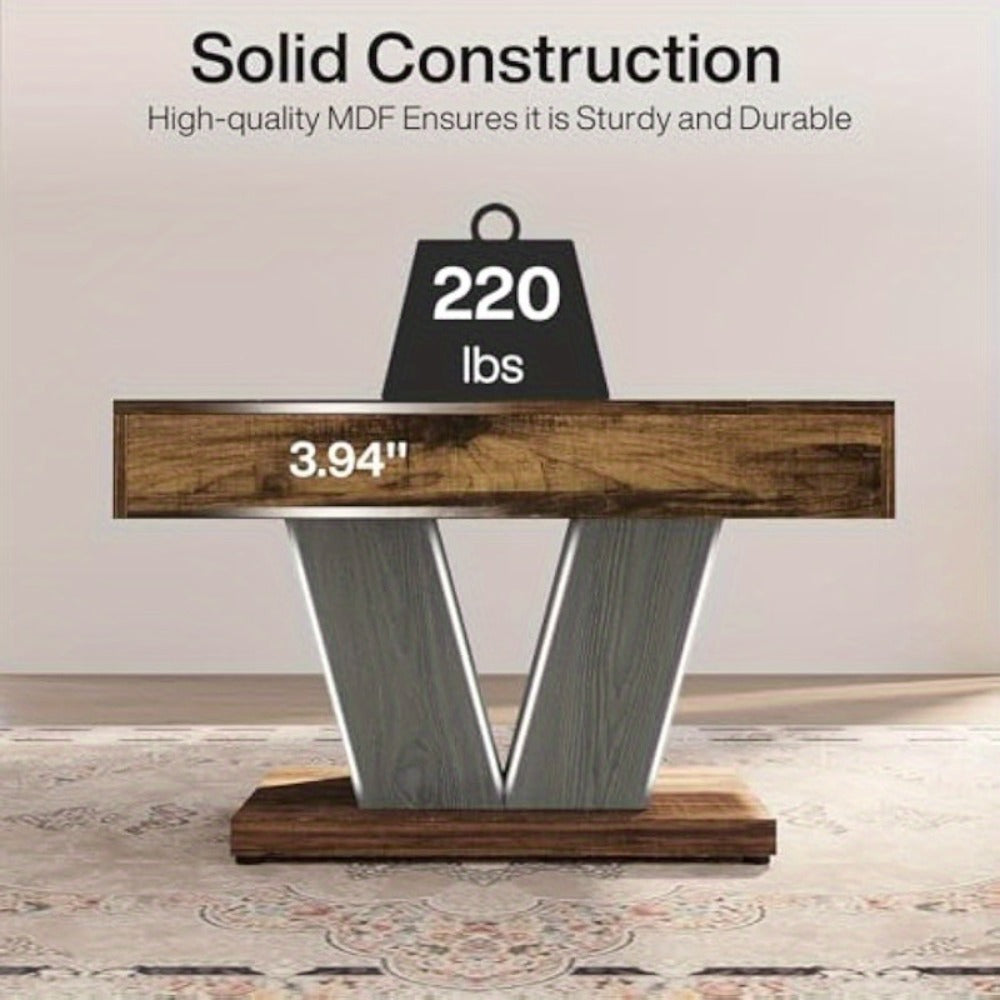 Square Coffee Table 80cm – Modern Farmhouse Centre Table, Rustic Brown & Black, MDF Top, X-Frame Base, 220lb Capacity, Adjustable Feet, Living Room Accent Table