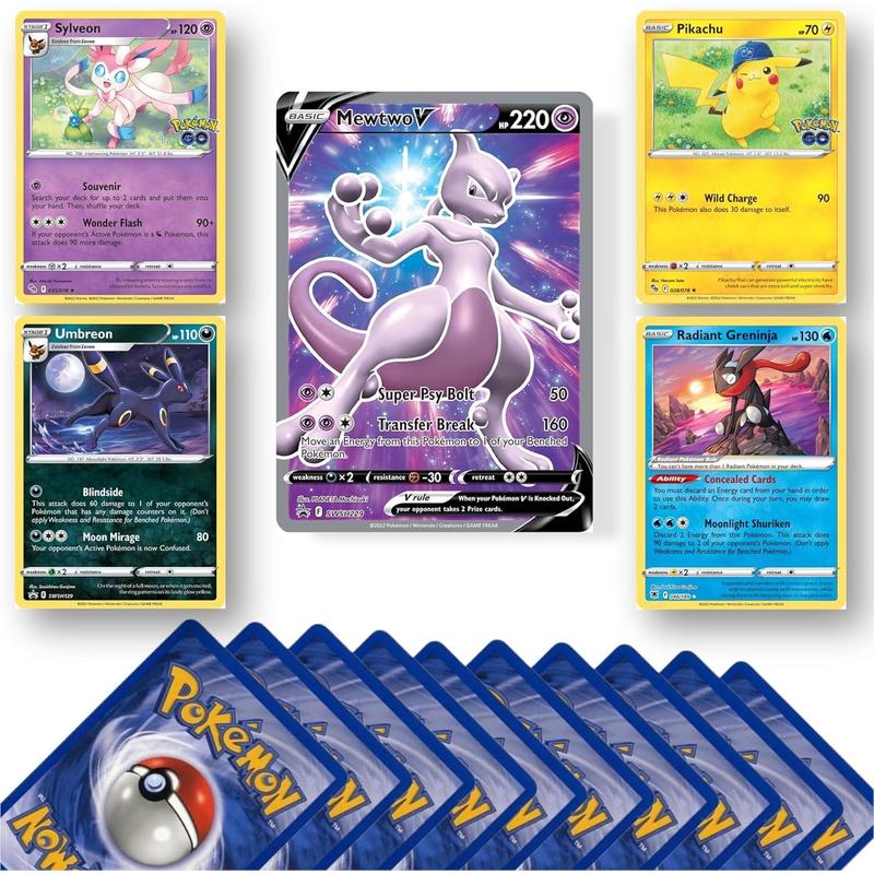 Genuine Pokémon Card Bundle, 20 Cards Including 4 Holo Rare Cards and 1 Ultra Rare EX, V, GX, VMAX, or VSTAR Card