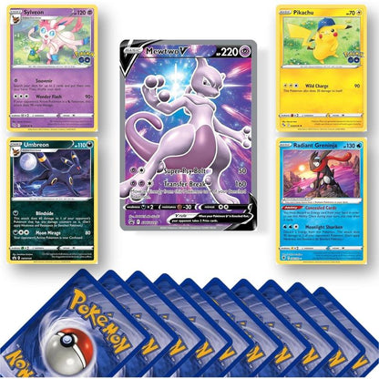 Genuine Pokémon Card Bundle, 20 Cards Including 4 Holo Rare Cards and 1 Ultra Rare EX, V, GX, VMAX, or VSTAR Card