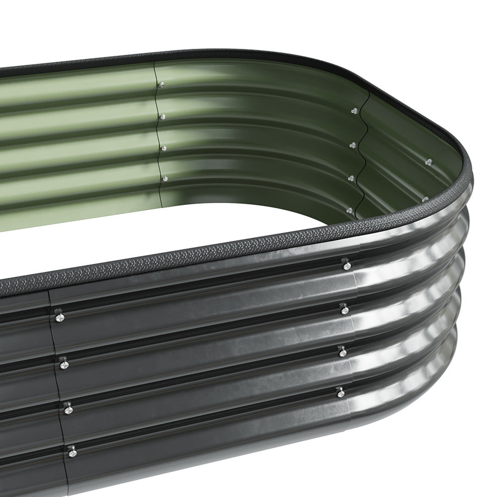 Galvanized Planter Garden Boxes Outdoor, Oval Large Metal Galvanized Raised Garden Bed for Vegetables, 2 Sizes 2 Colours Available