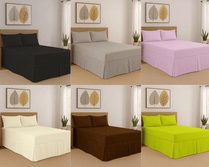 Base Valance Sheets Easy Care Plain Box Pleated Platform Bed Sheets in All Size