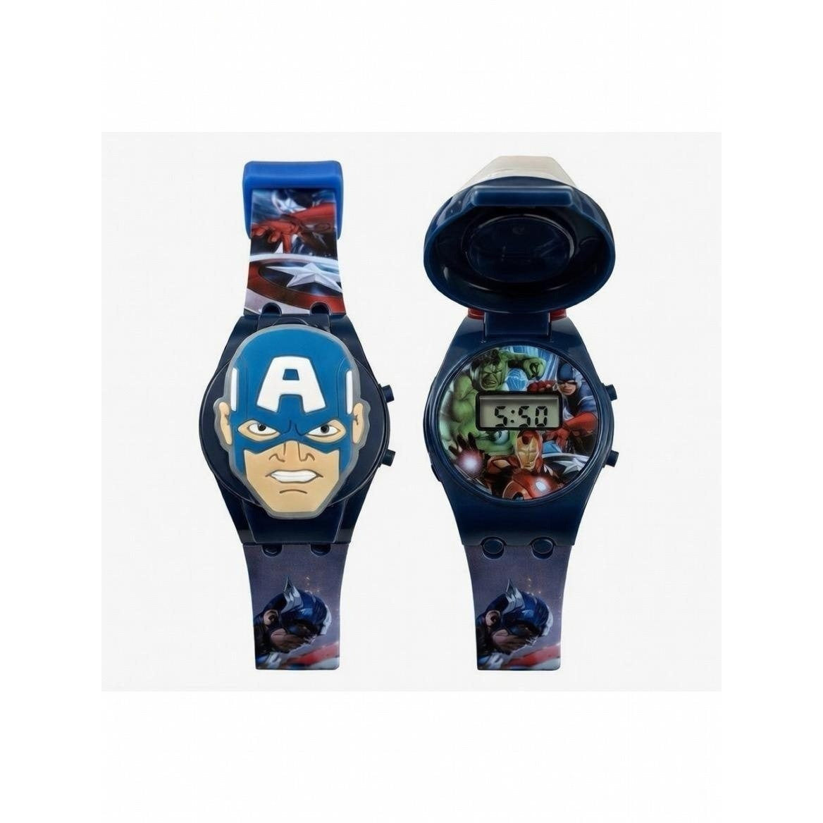 Marvel Kids Toys Light Up Watch for Boys & Girls – Hulk, Spider-Man, Iron Man & Captain America Toy Watch – Adjustable Watch Strap – Party Bag Fillers Kids – Fidget Toys – Toys for Boys Ages 3+
