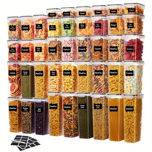 84/20/14pcs Food Storage Tanks, (84/20/14 Jars And 84/20/14 LIDS) Kitchen Storage Boxes, Food Organization, Plastic Can Sets, Suitable for Grains, Pasta, Flour And Sugar, Food Preservation Boxes, Made of And Healthy Materials