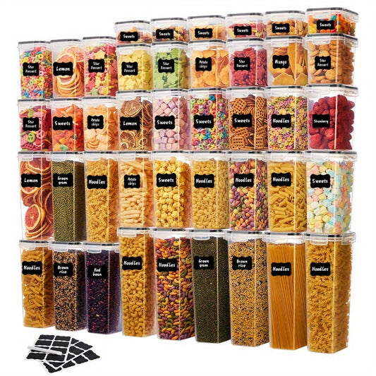 84/20/14pcs Food Storage Tanks, (84/20/14 Jars And 84/20/14 LIDS) Kitchen Storage Boxes, Food Organization, Plastic Can Sets, Suitable for Grains, Pasta, Flour And Sugar, Food Preservation Boxes, Made of And Healthy Materials