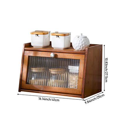 1pc 2-Tier/3-Tier Kitchen Spice Rack, Countertop Storage Shelf, Multi-Functional Organizer with Transparent Door, High Quality Bamboo Material, Natural/Brown