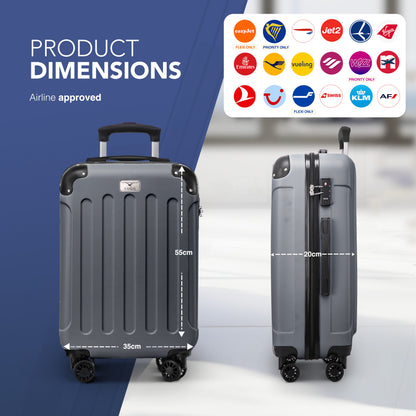 LUGG 55x35x23cm Skywander Lightweight Travel Cabin Bag Carry On Approved Suitcase ABS Shell Protection Water Resistant & Safe Locking System Easyjet Overhead Compliant (20inch)