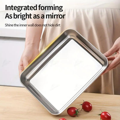 3/5/6 pcs Stainless Steel Food Storage Containers, Stackable with Sealed Lids, Flip Top, Square Shape, for Salad, Fruit, Food Storage, Kitchen Organization, Refrigerator Freshness, Freezer Safe, Multi-purpose Meal Prep
