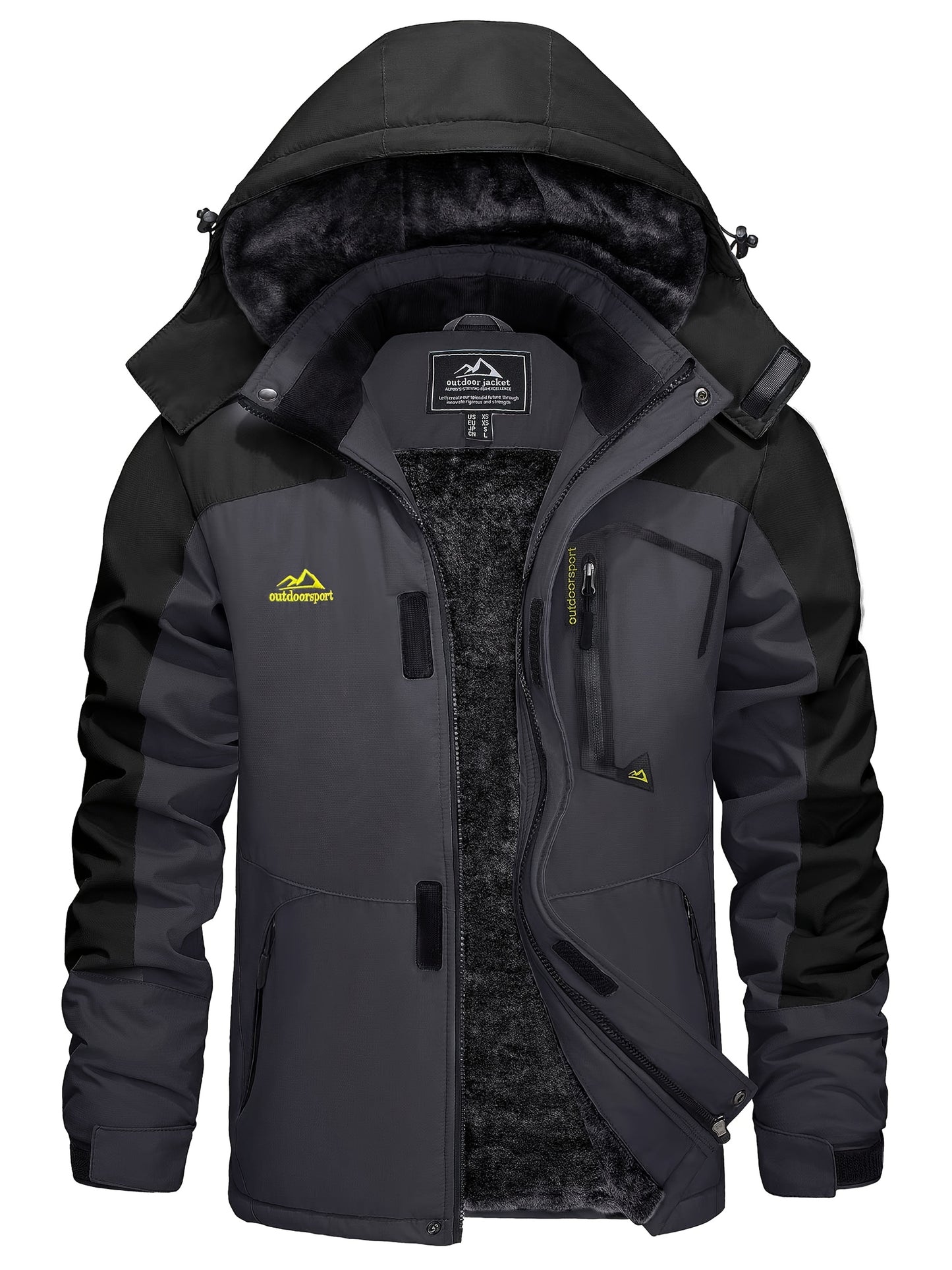 Men's Winter Warm Jackets Fleece Lined Coats Hooded Thermal Outdoor Thick Jacket Heavy Sport Hiking Jogging Camping Fishing Climbing Traveling Skiing Snowboarding Casual Parka