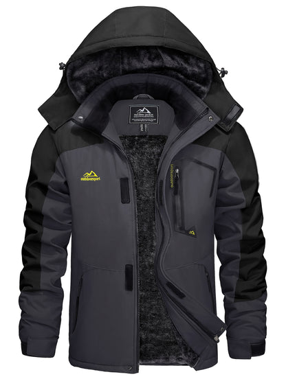 Men's Winter Warm Jackets Fleece Lined Coats Hooded Thermal Outdoor Thick Jacket Heavy Sport Hiking Jogging Camping Fishing Climbing Traveling Skiing Snowboarding Casual Parka
