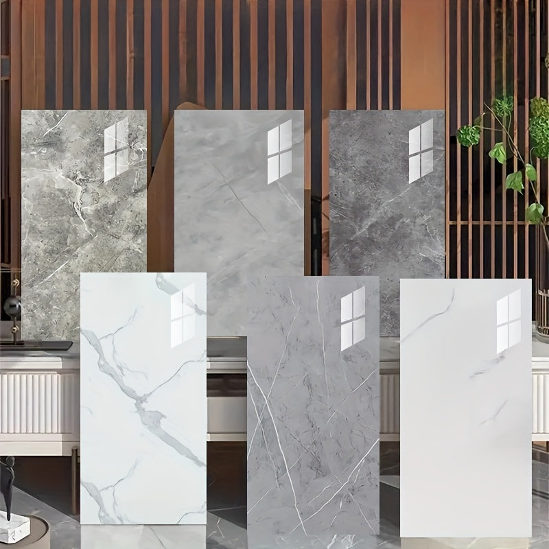 10-20pcs Contemporary Marble Pattern Self-Adhesive Wall Stickers - Waterproof & Oil-Resistan, Glossy Finish, Easy Peel & Stick for Kitchen, Bathroom, Glass, Walls - Removable Modern Home Decor, Bathroom Wall Stickers, Kitchen Decor, Glossy Finish