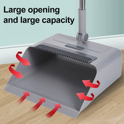 3-in-1 Sweeping Set with Broom, Dustpan & Floor Brush - Thick Elastic Bristles, Comb-Tooth Dustpan, Sturdy Home Cleaning Kit for Kitchen, Bathroom & Living Areas