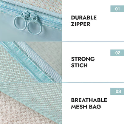Packing Cubes Set of 7 for Suitcase – Travel Organiser Bags for Clothes, Shoes, Toiletries & Accessories, Oxford Fabric Luggage Sorting Pouches for Holiday & Business Travel in Grey, Pink, Blue & Beige